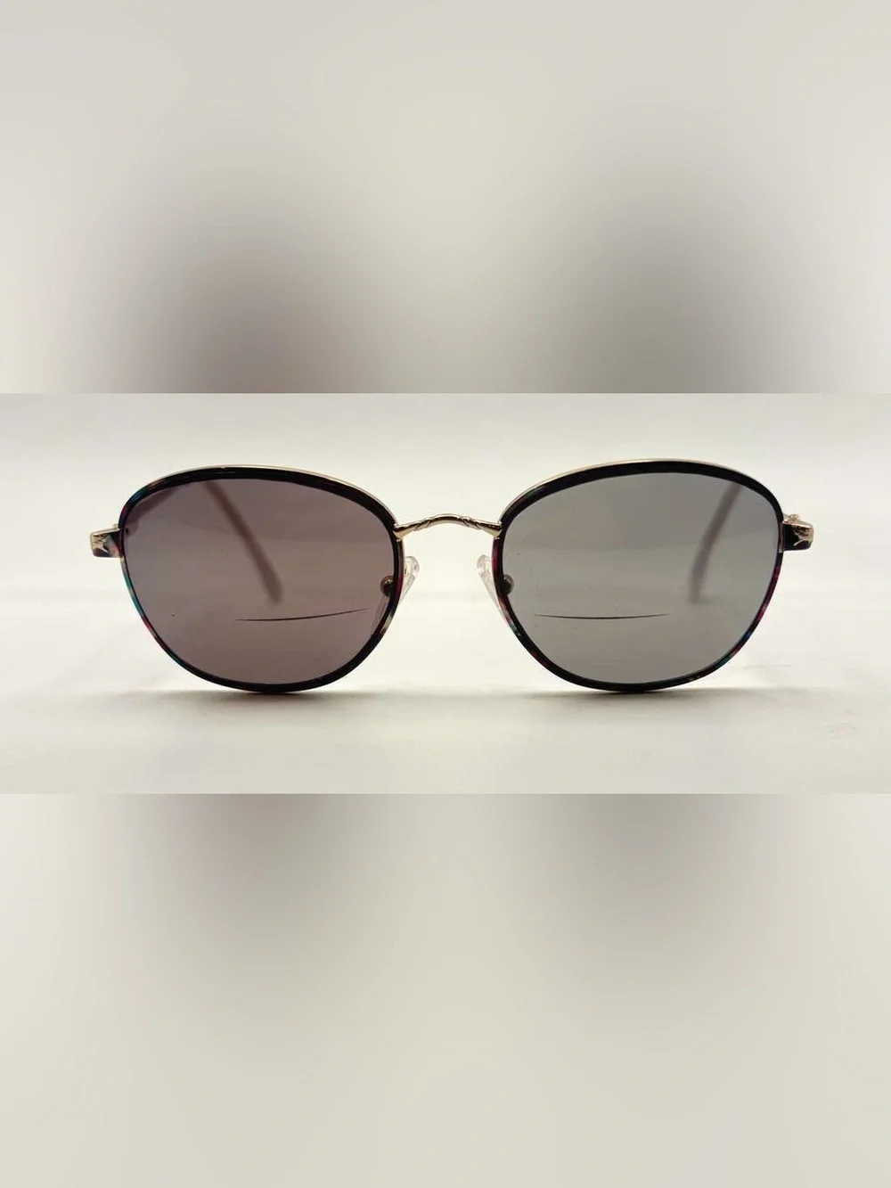 Vintage Juliet Gold Multi-Color Black Oval Metal Sunglasses Frames Only